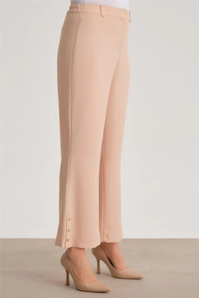 Buttoned flare trousers, camel color. - 3