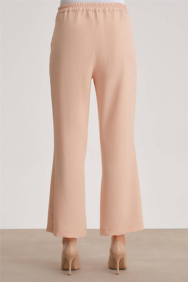 Buttoned flare trousers, camel color. - 5