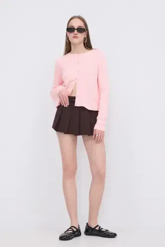 Buttoned Knit Cardigan H10297-A9-PINK - 1