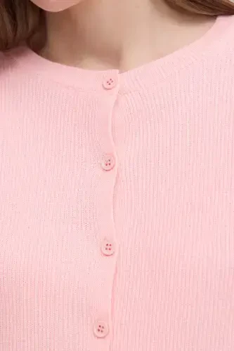 Buttoned Knit Cardigan H10297-A9-PINK - 3