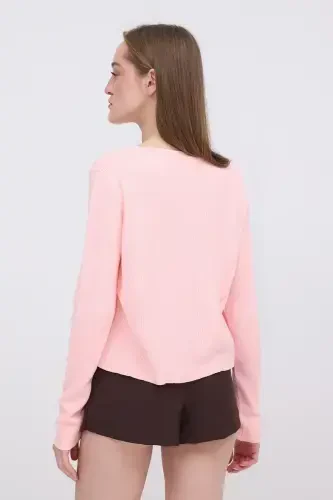 Buttoned Knit Cardigan H10297-A9-PINK - 5