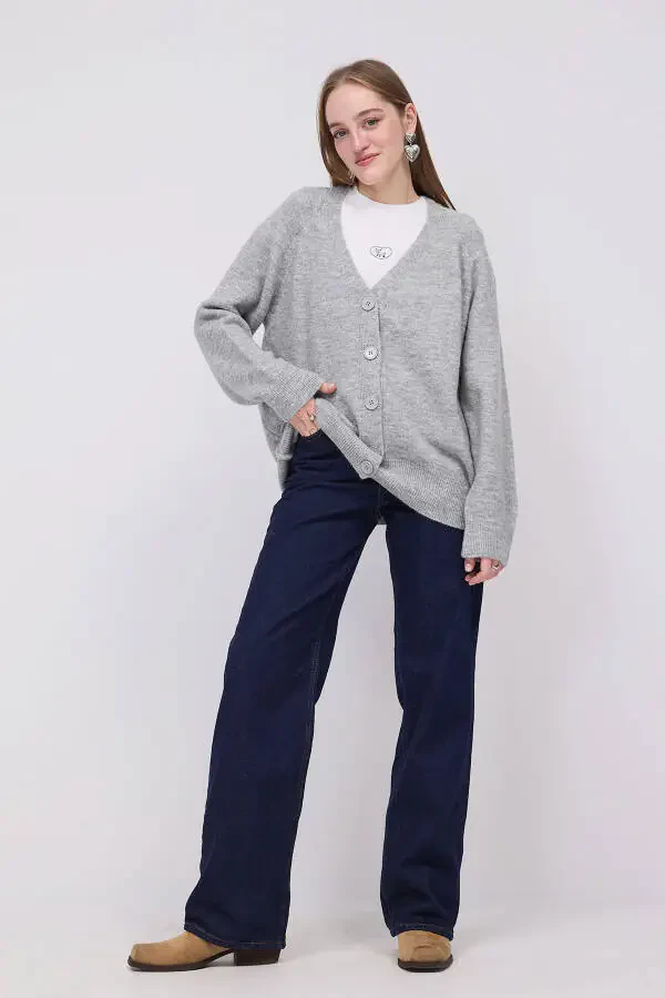 Buttoned Knit Cardigan H3440 - 1