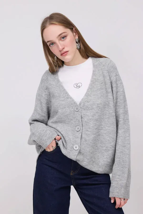 Buttoned Knit Cardigan H3440 - 2