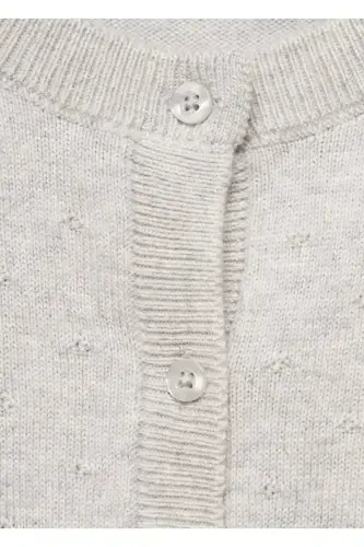 Buttoned Knit Cardigan-Light Marl Grey - 3