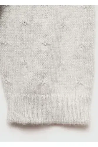 Buttoned Knit Cardigan-Light Marl Grey - 4