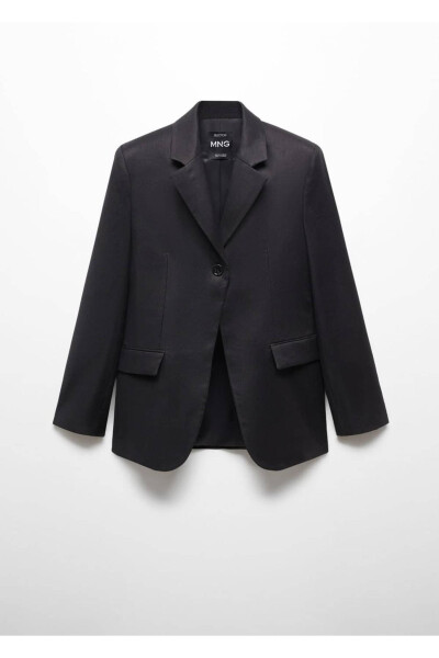 Buttoned linen blazer jacket - 3