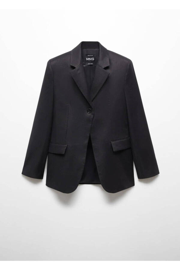 Buttoned linen blazer jacket - 3