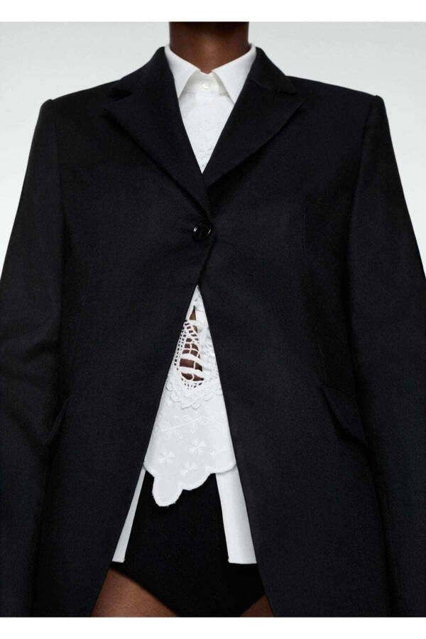 Buttoned linen blazer jacket - 6