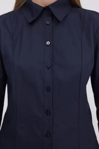 Buttoned Long Sleeve Shirt G16809-Y9-Navy - ADDAX (1)