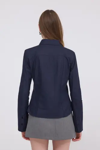 Buttoned Long Sleeve Shirt G16809-Y9-Navy - 5