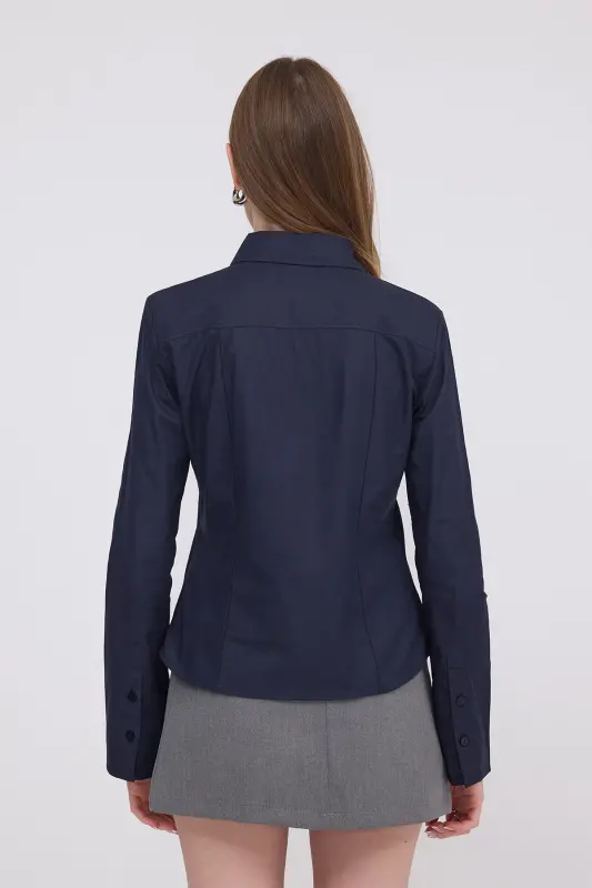 Buttoned Long Sleeve Shirt G16809-Y9-Navy - 5