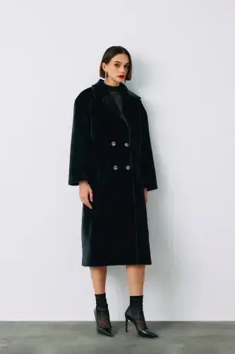 Buttoned Overcoat - BLACK-BLACK - SATEEN (1)