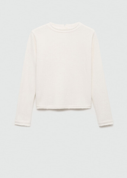 Buttoned round neck sweater - Ecru - 21