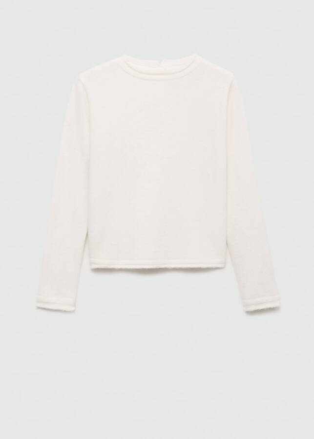 Buttoned round neck sweater - Ecru - 21