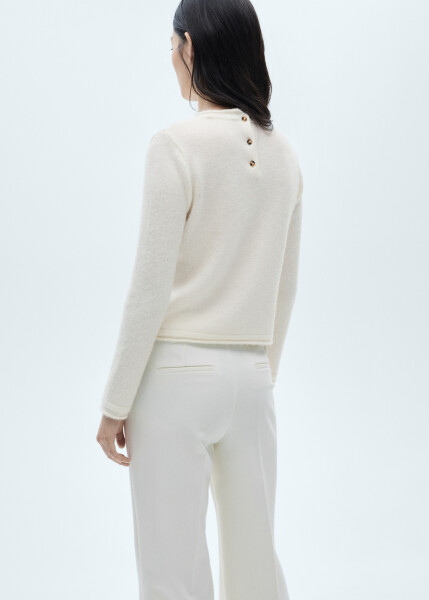 Buttoned round neck sweater - Ecru - 22