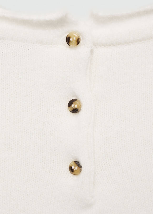 Buttoned round neck sweater - Ecru - 24