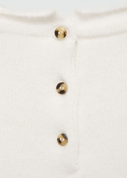 Buttoned round neck sweater - Ecru - 14