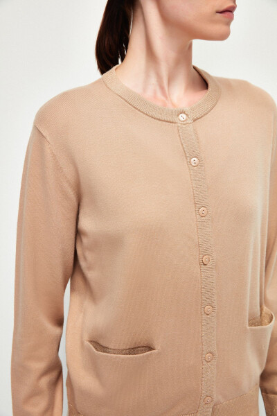 Buttoned Sequined Pocketed Knitted Cardigan - 2