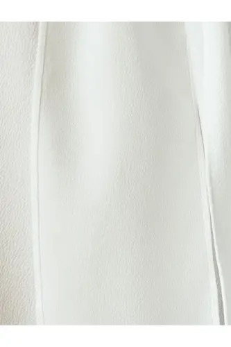 Buttoned Shawl Collar Sleeveless Satin Blouse-Ecru - 6