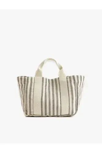 Buttoned Striped Tote Bag - 1