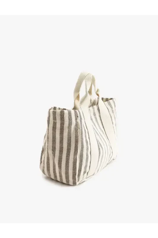 Buttoned Striped Tote Bag - 2
