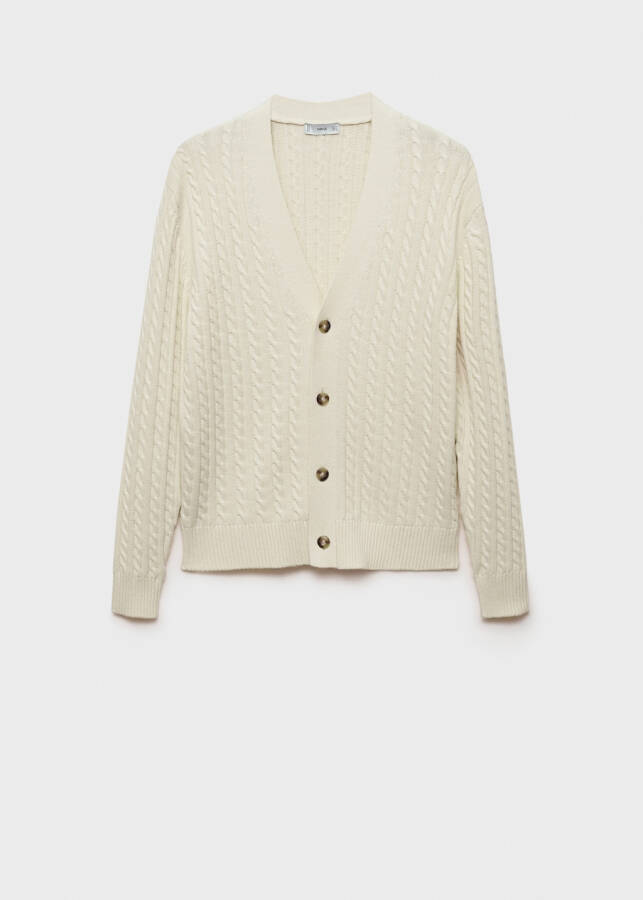 Buttoned thick knit cardigan - Off white - 9