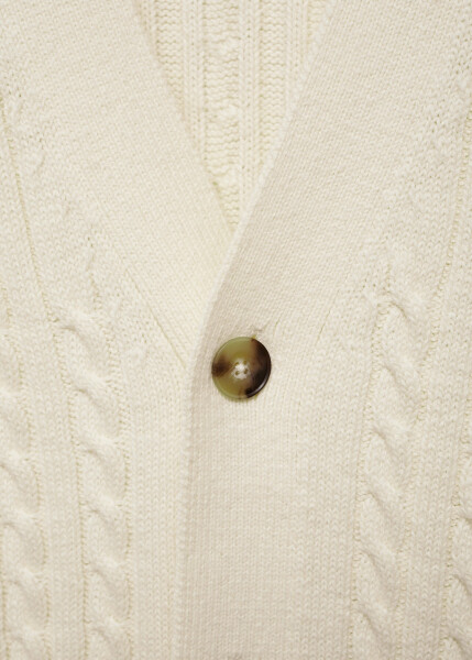 Buttoned thick knit cardigan - Off white - 12