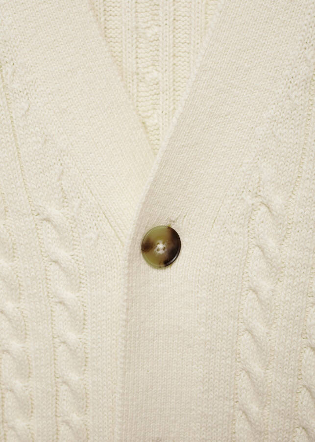 Buttoned thick knit cardigan - Off white - 4