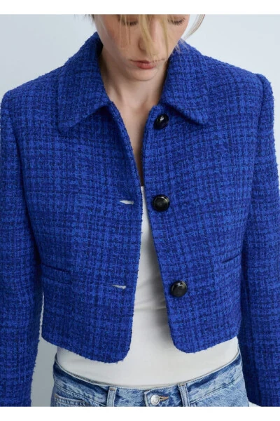 Buttoned Tweed Blazer - MANGO