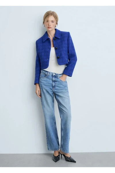 Buttoned Tweed Blazer - MANGO (1)