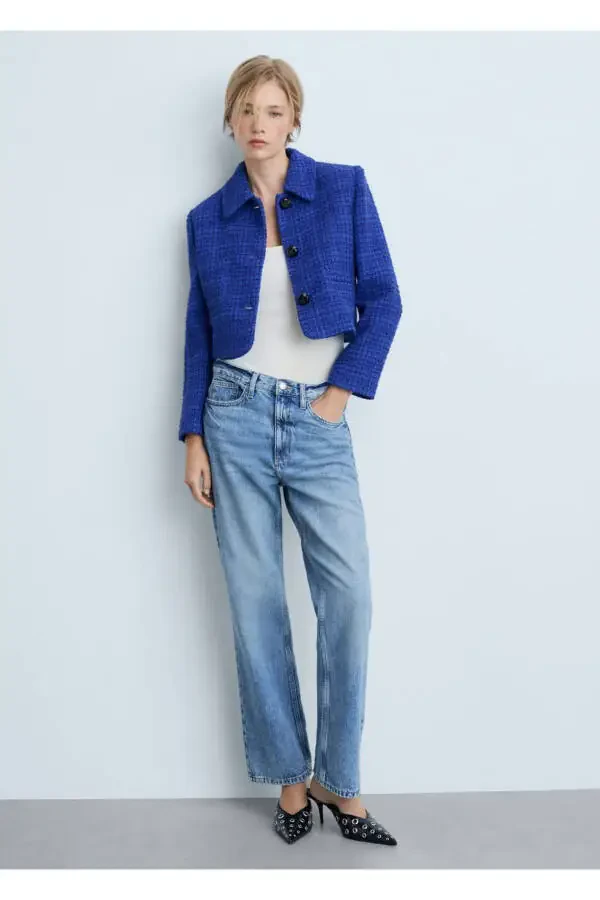 Buttoned Tweed Blazer - 2