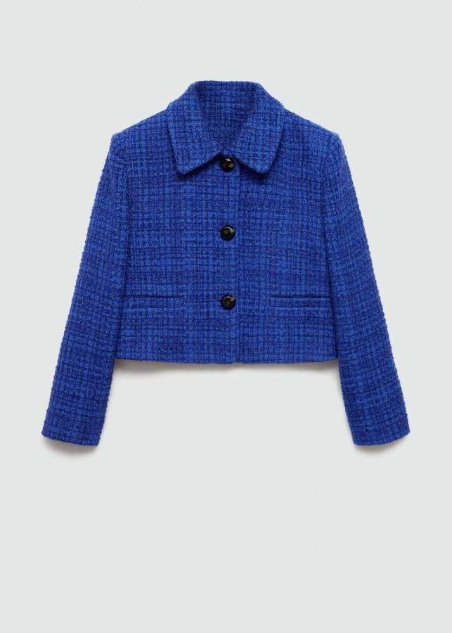 Buttoned tweed jacket - Ink Blue - 1