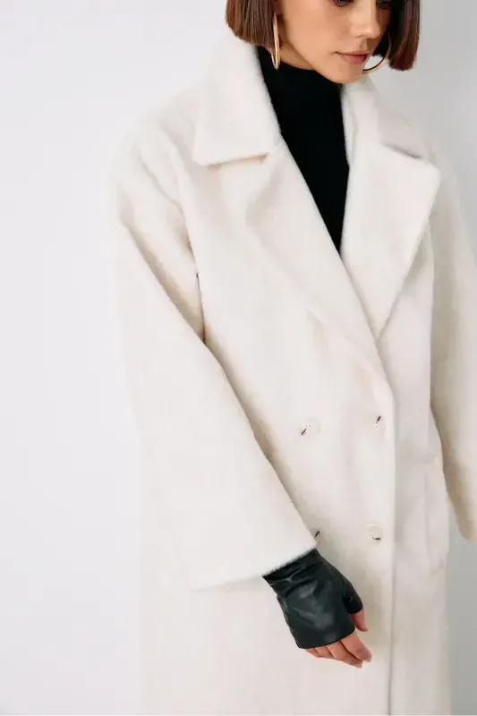 Buttoned Wool Coat - ECRU-ECRU - 7