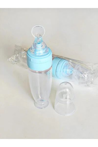 Бутылочка с силиконовой вставкой и ложкой (90 мл) — синяя - GÖNÜL İŞLERIM (1)