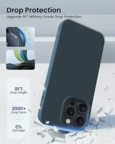 BUYDOT для iPhone 15 Pro Чехол Жидкий силикон Тонкий Ударопрочный Защитный чехол 6.1 дюйма Защита от царапин и падений, Тёмно-синий - 4