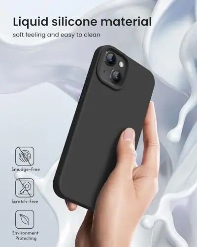 BUYDOT for iPhone 15 Case Liquid Silicone Slim Shockproof Protective Cover 6.1 Inch Anti-Scratch Drop Protection,Black - 5