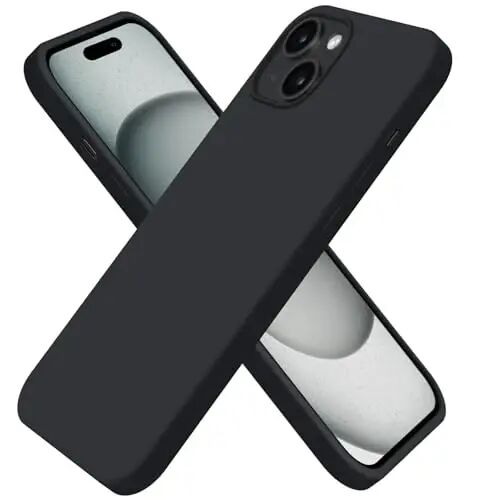 BUYDOT for iPhone 15 Case Liquid Silicone Slim Shockproof Protective Cover 6.1 Inch Anti-Scratch Drop Protection,Black - BUYDOT