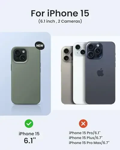 BUYDOT for iPhone 15 Case Liquid Silicone Slim Shockproof Protective Cover 6.1 Inch Anti-Scratch Drop Protection,Calke Green - 6