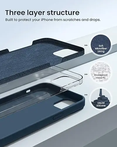 BUYDOT for iPhone 15 Case Liquid Silicone Slim Shockproof Protective Cover 6.1 Inch Anti-Scratch Drop Protection,Deep Navy - BUYDOT (1)