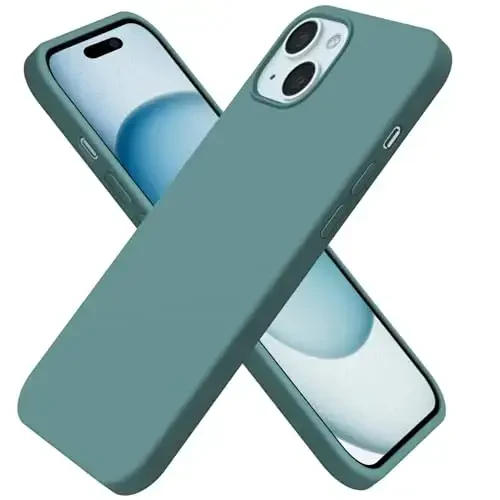 BUYDOT for iPhone 15 Case Liquid Silicone Slim Shockproof Protective Cover 6.1 Inch Anti-Scratch Drop Protection,Forest Green - 6