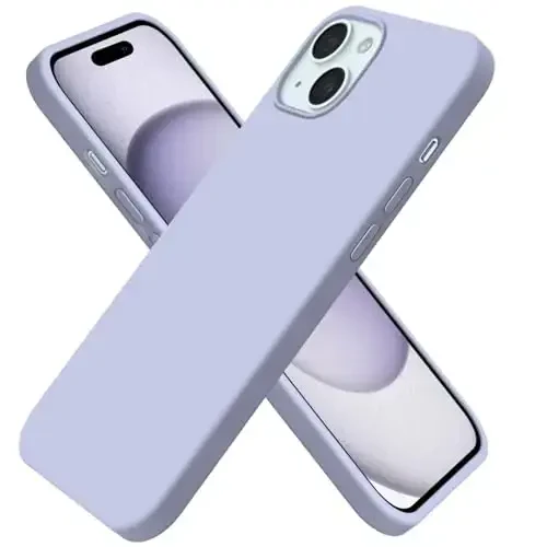 BUYDOT for iPhone 15 Case Liquid Silicone Slim Shockproof Protective Cover 6.1 Inch Anti-Scratch Drop Protection,Light Purple - BUYDOT