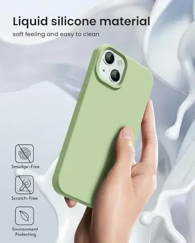 BUYDOT for iPhone 15 Case Liquid Silicone Slim Shockproof Protective Cover 6.1 Inch Anti-Scratch Drop Protection,Matcha Green - 5