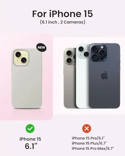 BUYDOT for iPhone 15 Case Liquid Silicone Slim Shockproof Protective Cover 6.1 Inch Anti-Scratch Drop Protection,Stone - 6