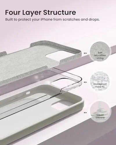 BUYDOT for iPhone 15 Pro Case Liquid Silicone Slim Shockproof Protective Cover 6.1 Inch Anti-Scratch Drop Protection, Stone - 2