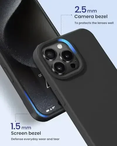 BUYDOT for iPhone 15 Pro Case Liquid Silicone Slim Shockproof Protective Cover 6.1 Inch Anti-Scratch Drop Protection,Black - 3