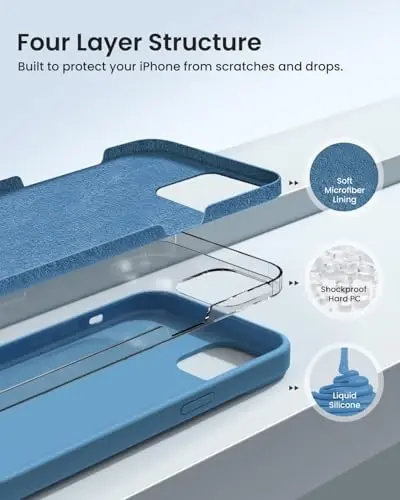 BUYDOT for iPhone 15 Pro Case Liquid Silicone Slim Shockproof Protective Cover 6.1 Inch Anti-Scratch Drop Protection,Cornflower - 2