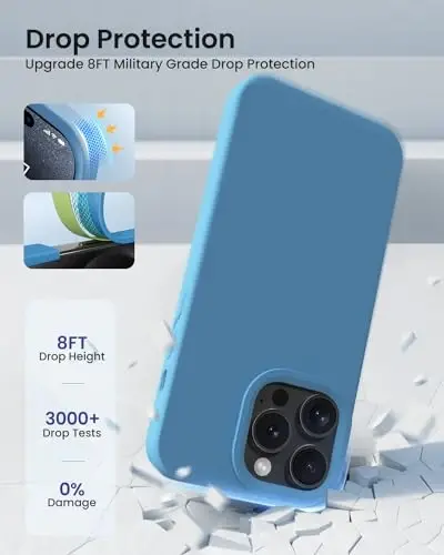 BUYDOT for iPhone 15 Pro Case Liquid Silicone Slim Shockproof Protective Cover 6.1 Inch Anti-Scratch Drop Protection,Cornflower - 4