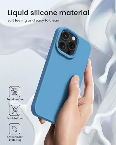 BUYDOT for iPhone 15 Pro Case Liquid Silicone Slim Shockproof Protective Cover 6.1 Inch Anti-Scratch Drop Protection,Cornflower - 5