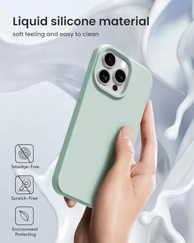 BUYDOT for iPhone 15 Pro Case Liquid Silicone Slim Shockproof Protective Cover 6.1 Inch Anti-Scratch Drop Protection,Light Mint - 5
