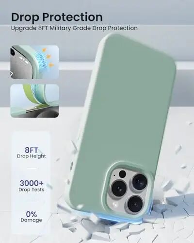 BUYDOT for iPhone 15 Pro Case Liquid Silicone Slim Shockproof Protective Cover 6.1 Inch Anti-Scratch Drop Protection,Light Mint - 4